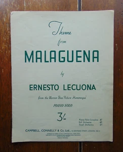 Theme From Malaguena Ernesto Lecuona Vintage Sheet Music - Picture 1 of 5