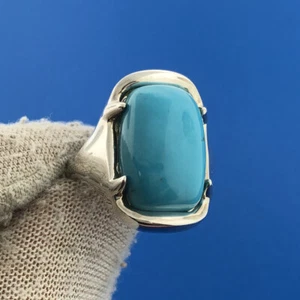 Designer Milor Italy 950 Silver Turquoise Statement Dome Ring - Picture 1 of 6