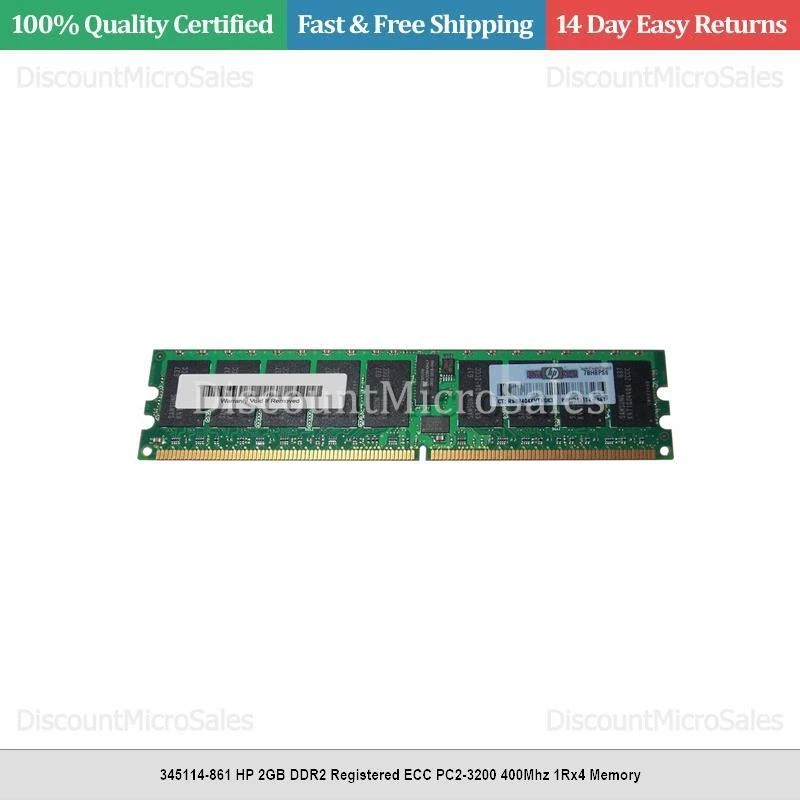 345114-861 HP 2GB DDR2 Registered ECC PC2-3200 400Mhz 1Rx4 Memory - Image 1 of 1