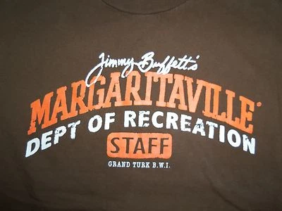 Jimmy Buffet's Margaritaville "Dept. of Rec. Staff" Brwn Graphic Print T Shirt S - Image 1 of 2