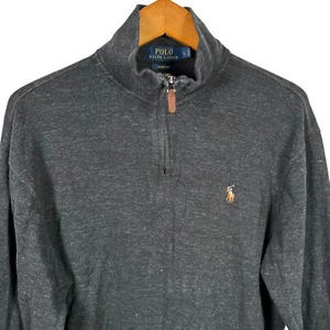 Polo Ralph Lauren - 1/4 Zip Pullover Estate Rib Size Large Dark Gray Color Pony - Picture 1 of 11