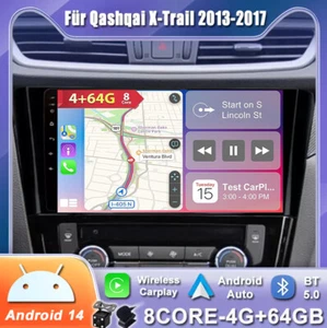 Autoradio Für Nissan X-Trail T32 Qashqai II 13-17 Android 14 GPS CarPlay 4G+64GB - Bild 1 von 18