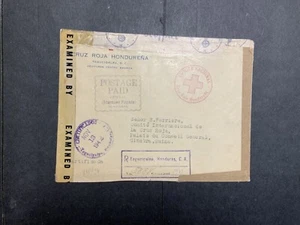 Honduras Red Cross 1942 dual censored registered cover to Red Cross Switzerland - Picture 1 of 2