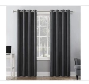 Sun Zero Duran Charcoal Polyester Solid 50 in. W X 95 in.  Single Panel - Picture 1 of 3