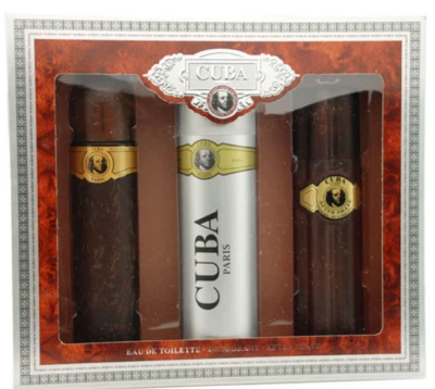Mens Perfume 100ml Cuba Gold 3 Piece Luxury Gift Set EDT Aftershave Body Spray