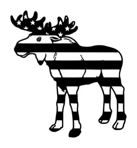 US Flag Moose Decal #1 5.5"x6" Choose Color - Picture 1 of 2
