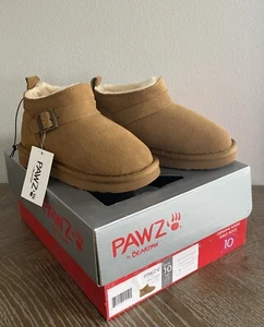 Pawz Bearpaw Amy Boots Youth Girls Brown Suede Midtop Fleece Lined Size 10 - Picture 1 of 4
