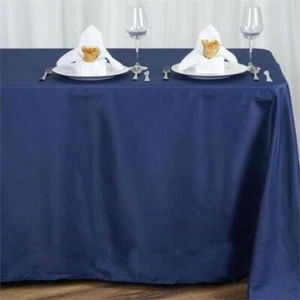 Navy BLUE Polyester 90x156" Rectangle TABLECLOTHS Wedding Party Home Linens SALE - Picture 1 of 6