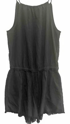 Mameluco Saks Fifth Avenue negro cintura elástica cordón borde crudo pequeño Foto 1 de 4