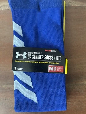 Under Armour Striker OTC Soccer Socks Blue White. Size M Medium 4- 8 1/2 . New - Image 1 of 3
