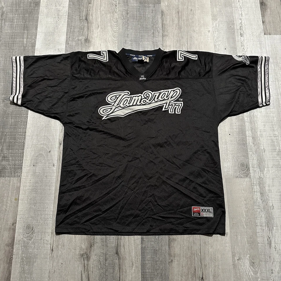 复古 Jam 2 Rap 77 罕见 Fubu County 嘻哈黑色运动球衣 尺寸 3XL Y2K — 第 1/4 张图片
