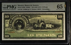 MEXICO EL BANCO DE SONORA 10 PESOS ND (1897-1911) ps420r M508r NGC 65 GEMUNC EPQ - Picture 1 of 2