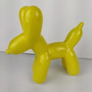 Yellow Ceramic Balloon Animal Dog Figurine Pop Art Shelf Decor 7" Desk Statue - Picture 1 of 9