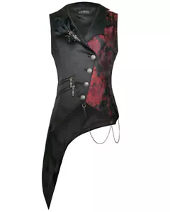 Punk Rave Mens Gothic Visual Kei Vest Waistcoat Black Red Steampunk Aristocrat - Picture 1 of 8