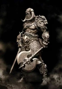 Modellino figure in resina 1/24 75 mm kit guerriero barbaro tribù lupo non dipinto - Foto 1 di 12