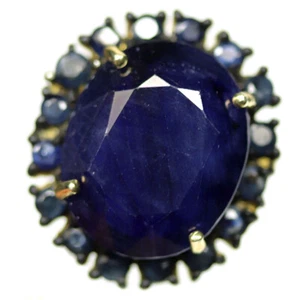 925 Sterlingsilber 17 x 20 Mm. Blauer Saphir Schmuck Zweifarbig Ringgröße 6.5 - Bild 1 von 4