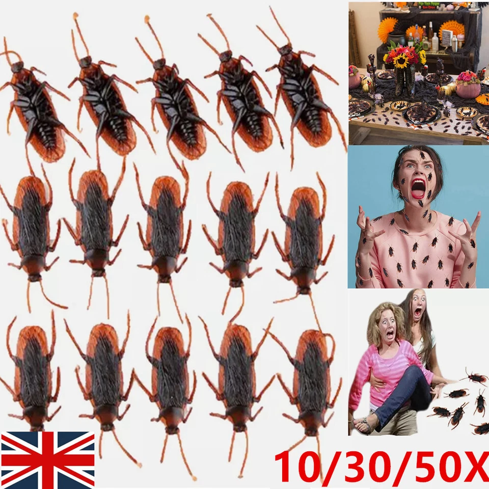 10-50X Prank Fake Cockroaches Cock Roach Joke Gifts Creepy Bug Gag Toy, - Image 1 of 4