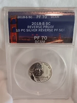 2018 S JEFFERSON REVERSE PROOF NICKEL  . ANACS PF70 DEEP CAMEO - Image 1 of 2