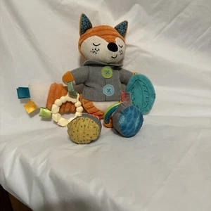 Infantino Playtime Fox Lovey Interactive Sensory Stroller Clip Teether Crinkle - Picture 1 of 7