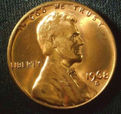 1968-S LINCOLN MEMORIAL CENT R.P.M ERROR REPUNCHED MINT MARK & STRUCK OF CENTER - Image 1 of 4