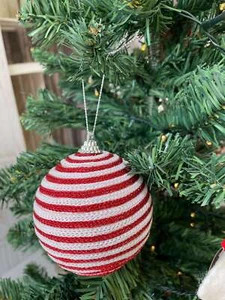 Set 6 Pz Pallina Bianca e Rossa Spirale Ø 8 - Decorazioni Natalizie - Imagen 1 de 1