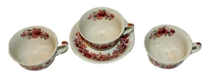 Windsor Ware Johnson Bros Margaret Rose China 3 Teacups & 1 Saucer (4 pieces) - Picture 1 of 4