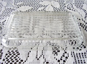 Pasabahce Refrigerator Clear Glass Ribbed Butter Dish Lid Only 6-5/8  x 3 - 7/8" - Picture 1 of 3
