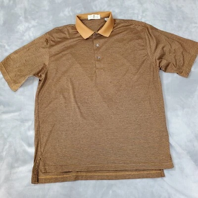 Harry Vardon Polo Shirt Adult Large Khaki Striped Embroidered Side Sleeve - Image 1 of 4