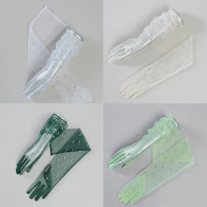 Bridal Arms Gloves Hiding Pearl Thin Photography Summer White Gloves  yarn Mesh - Picture 1 of 27