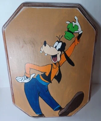 Arte de placa de pared pintada a mano Disney Goofy 11"x8,5" 'BIEN HECHO. Foto 1 de 3