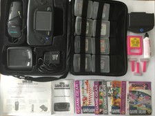 Sega Game Gear Bundle Console 8 Games Manuals Case Adapter Master Gear Converter