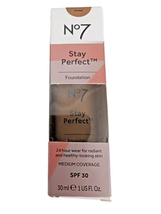 Boots - No7 - Stay Perfect Foundation, Medium Coverage - AMBER , 30ml NEW - Picture 1 of 5