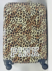 Victorias Secret Pink Hard Shell Cheetah Print Carry On Wheel Suitcase Bag NEW - Picture 1 of 11