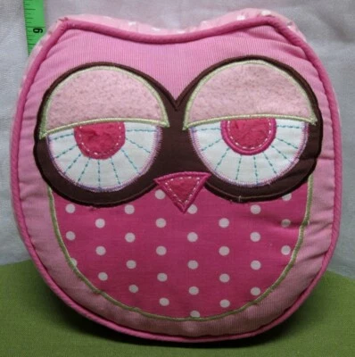 CHILLIN’ PINK OWL retro throw-pillow Polka Dots & Corduroy funky plush bird toy - Image 1 of 3