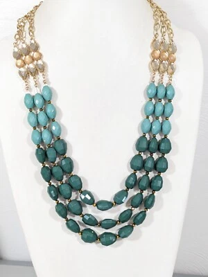 Bar III Verde Ombre Capas Cuentas Babero Audaz Collar Distintivo 30 pulgadas Foto 1 de 4