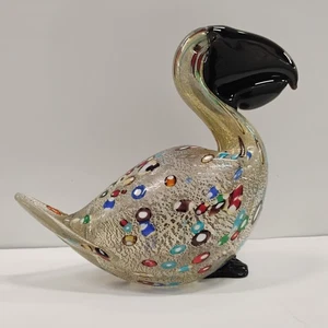 Luigi Mellara Murano Art Glass Toucan Bird Signed Sculpture 8" Tall Millefiori - Picture 1 of 24