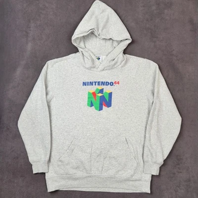 Nintendo 64 N64 Sudadera con Capucha Pullover Gris Estampado Gráfico Juegos Adulto Grande Foto 1 de 4