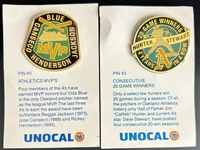 Lot #2 & #3 Oakland A's Athletics Unocal 76 Pins Baseball MLB Jackson Henderson - Image 1 of 4