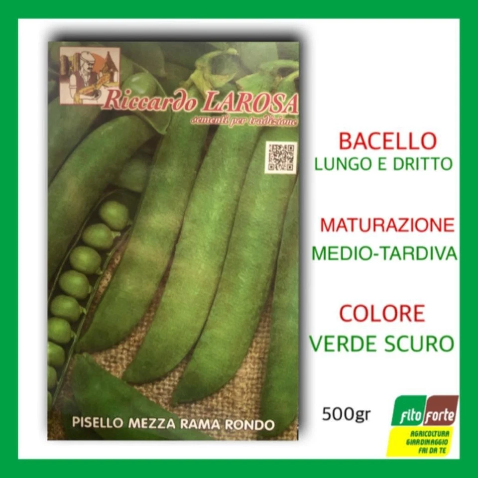 SEMI PISELLO MEZZA RAMA RONDO RICCARDO LA ROSA 500 GR SEMENTI ORTO PISELLI - Immagine 1 di 1