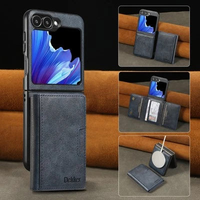 Funda Magnética Para Samsung Galaxy Z Flip7 6 5 4 3 Cuero Desmontable Cartera Cubierta Foto 1 de 4