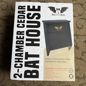 LARGE BAT HOUSE (Black) Weatherproof 2-Chamber Natural Cedar Wood Bat Box - NEW! - Picture 1 of 8