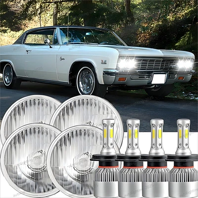 6000K For 1966-1976 Chevrolet Caprice 5 3/4" 5.75"inch LED Headlights Hi/Lo DRL - Image 1 of 4