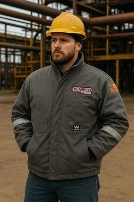 WENAAS USA FR Work Jacket HRC 2 Mens 3XL Gray Canvas Reflective Flame Resistant - Image 1 of 4