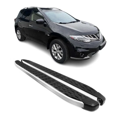 Escalones laterales barra Nerf estribo para Nissan Murano 2009-2014 plata negro 2 piezas Foto 1 de 4