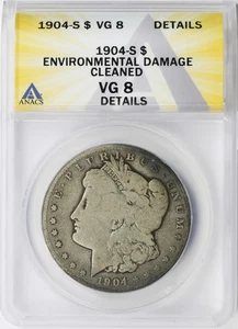 1904-S $1 Morgan Dollar ANACS VG8 Details Environmental Damage & Cleaned - Picture 1 of 4