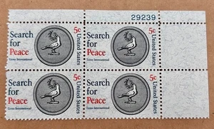 Sc #1326 Search for Peace, Lions International, 1967 US 5c Block, mnh, og vf - Picture 1 of 2