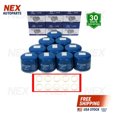 10PACK Genuine Engine Oil Filter + Washer for Hyundai Kia Genesis 26300-35505 - Image 1 of 4