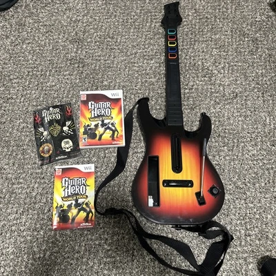 Pacchetto adesivi Wii Guitar Hero RedOctane Sunburst Controller World Tour gioco - Immagine 1 di 4