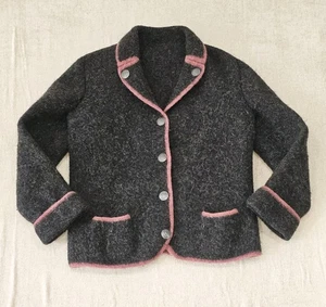 Vintage 40s 50s Hofer Austria Medium Boiled Wool Heavy Jacket Coin Buttons Rare - Imagen 1 de 9