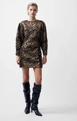 French Connection Womens Black/Copper Mini Dress — 第 1/4 张图片
